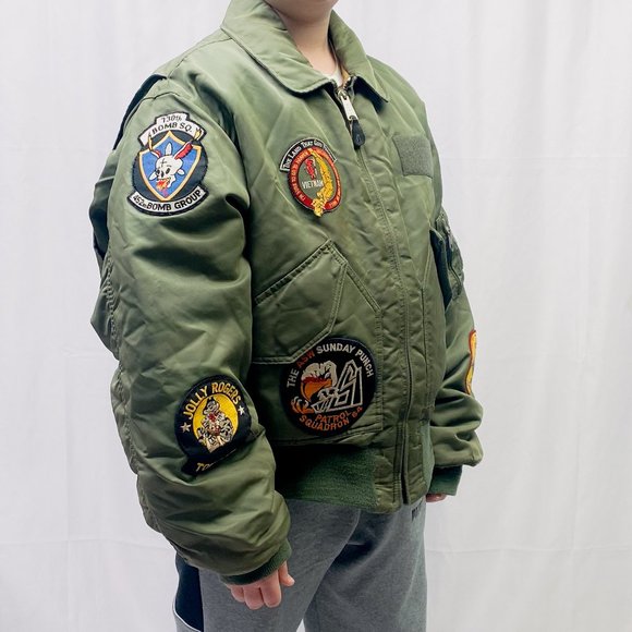 Men's Army Green Bomber Jacket Bomb Squad Tomcat Military Flyer Jacket - Picture 4 of 15
